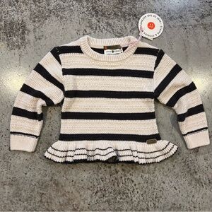 Stains & Stories Cream Black Girls Pullover Knit Sweater 98 cm 3-4 Holland NWT